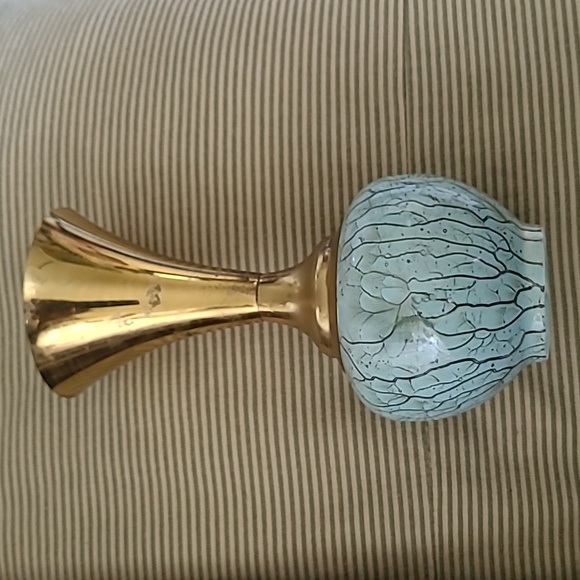 Vintage Delft ware Vase porcelain and brass, hand painted Holland - Picture 2 of 6